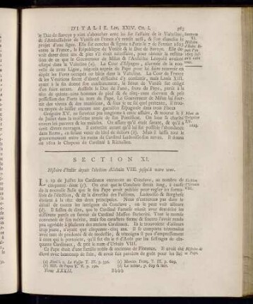 Section XI. Histoire d´Italie depuis l´an 1623 jusqu´à notre tems.