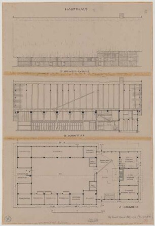 Ahle (Kreis Ahaus): Hof Donsel. Haupthaus (Grundriss, Ansicht, Schnitt)