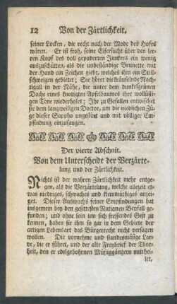 Der vierte Abschnit. Von dem Unterscheide der Verzärtelung und der Zärtlichkeit