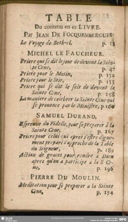Table Du contenu en ce Livre