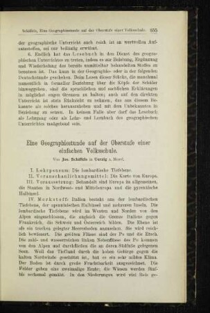 ¬Eine¬ Geographiestunde auf der Oberstufe einer einfachen Volksschule