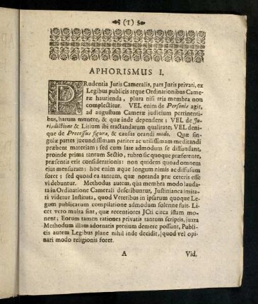 1-11, Aphorismus I - VII