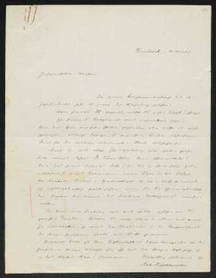 Brief von Max Friedlaender an Gerhart Hauptmann