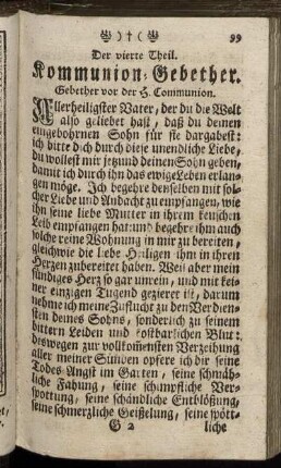 Der vierte Theil. Kommunion-Gebether