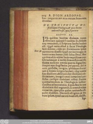 De Coniuncta Distincáque Theologia, & quae divina coniunctio sit, quae separatio Caput II.