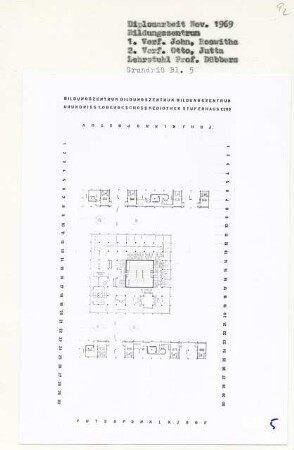 Bildungszentrum (Diplomarbeit bei Kurt Dübbers): Stufenhaus, Grundriss 1. Obergeschoss 1:200