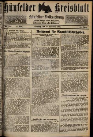Erste Ausgabe vom Samstag, den 30. November 1929.