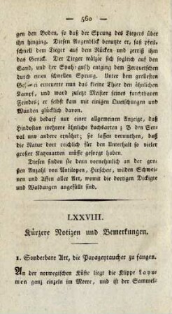 LXXVIII. Kürzere Notizen und Bemerkungen