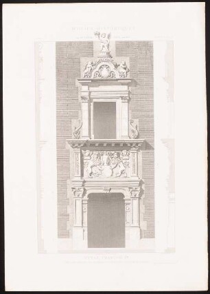Hôtel d´Aussargues, Toulouse: Ansicht Turmportal, Fassadenschnitte vertikal (aus: Motifs historiques d´architecture et de sculpture d´ornement, hrsg.v. César Daly, Bd.1, 1870)
