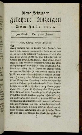 9tes Stück. Den 30ten Januar.
