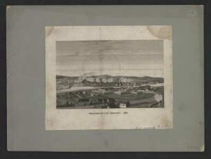 Ansicht von Dresden während der Belagerung von 1760, Lithographie, 1835? : Belagerung von Dresden 1760 : Bildliche Darstellung. - [Dresden] : [Pietzsch] , [1835]. - 1 Kunstbl. : Lithogr. ; 18 x 12 cm