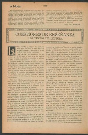 Cuestiones de enseñanza : Los textos de lectura