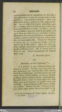 XV. Mathesius ad M. Casparum