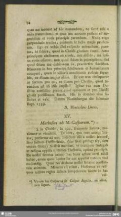 XV. Mathesius ad M. Casparum