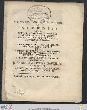 Disputatio Inauguralis Iuridica De Incendiis
