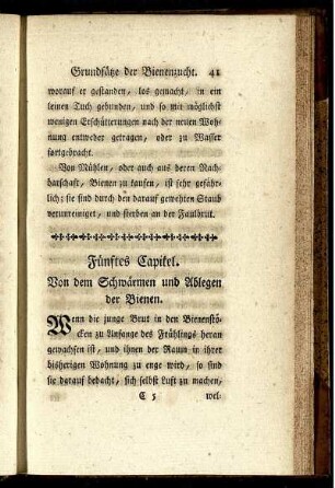 Fünftes Capitel. Von dem Schwärmen und Ablegen der Bienen.