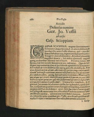 Accedit Defensio nomine Ger. Jo. Vossii adversus Gasp. Scioppium.