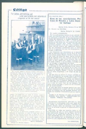 Una excelente idea : Ecos de las suscripciones Pro Casa de Rosalía y Libro Escolar Gallego