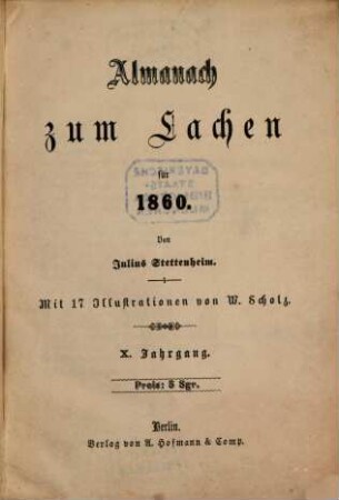 Almanach zum Lachen : für ... 1860 = Jg. 10