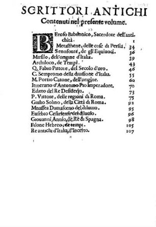 Scrittori Antichi Contenuti nel presente volume.
