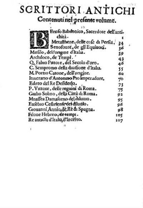 Scrittori Antichi Contenuti nel presente volume.