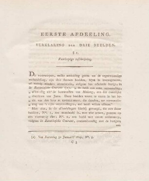 Eerste afdeeling. Verklaring der drie beelden