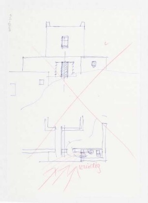 Wohnhaus Cave, Ios: Detail Grundriss WC, Ansicht Norden