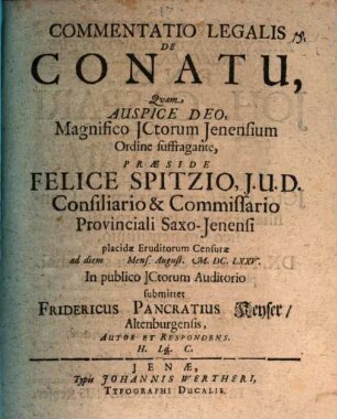 Commentatio Legalis De Conatu