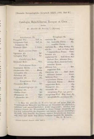 Catalogus Malachiidarum Europae Circa