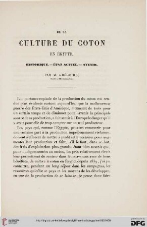 1: De la culture du coton en Égypte : historique, état actuel, avenir