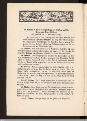 22. Kämpfe in der Hundingstellung und Rückzug auf die Antwerpen-Maas-Stellung