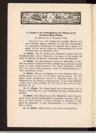 22. Kämpfe in der Hundingstellung und Rückzug auf die Antwerpen-Maas-Stellung