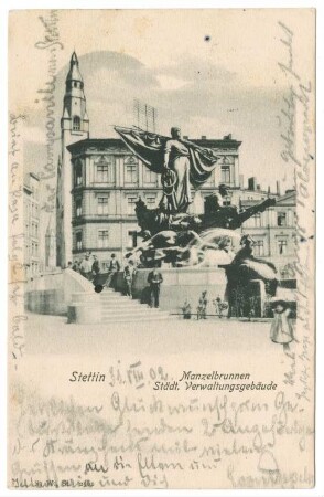 Stettin. Manzelbrunnen. Städt. Verwaltungsgebäude