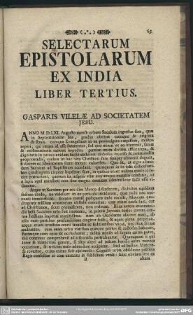 Liber Tertius. Gasparis Vilelae Ad Societatem Jesu