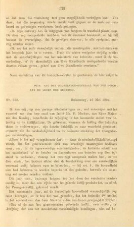 Nota van den gouverneur-generaal van den Bosch, aan den leden der regering