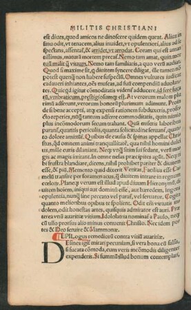 Epilogus remediorum contra vitium avaritiae.