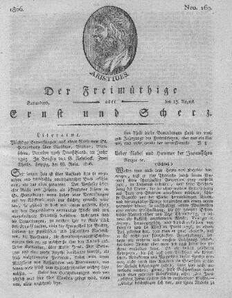 Nro. 169, Sonnabend den 23. August 1806