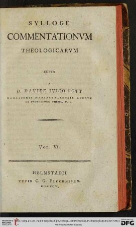 6: Sylloge commentationum theologicarum