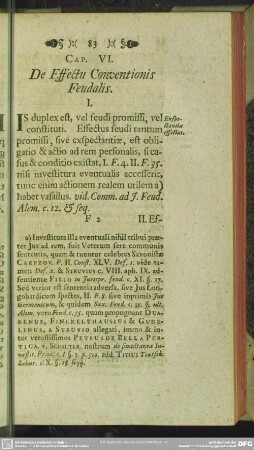 Cap. VI. De Effectu conventionis Feudalis
