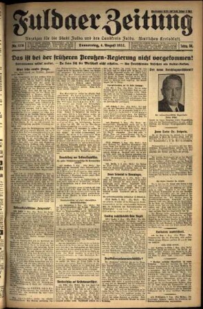 Erste Ausgabe vom Donnerstag, den 04. August 1932.