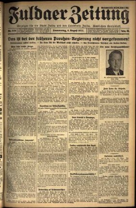 Erste Ausgabe vom Donnerstag, den 04. August 1932.