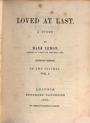 Loved at last : a story, 1