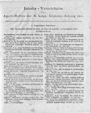 Monatsregister April 1811
