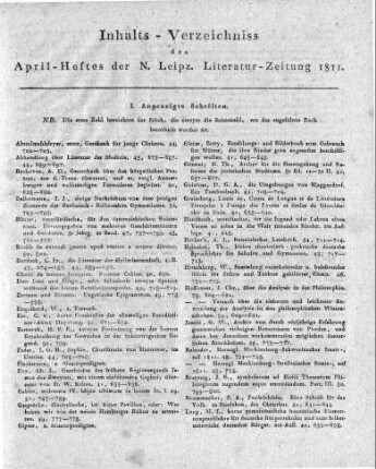 Monatsregister April 1811
