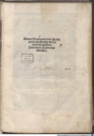 Commentaria super libros Politicorum Aristotelis cum textu