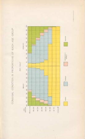 Conjugal condition in proportions of each group
