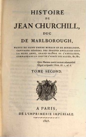 Histoire de Jean Churchill Duc de Marlborough, Tom. 2