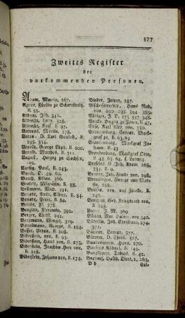 Zweites Register der vorkommenden Personen.
