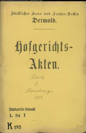 Klocke, Johann Jobst modo Hillemeier zum Pillenbruch gegen Brinkmeyer zu Werl - Schuldforderung
