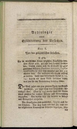Kap. X. Von den gelegentlichen Ursachen